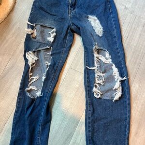 Distressed Blue Jeans